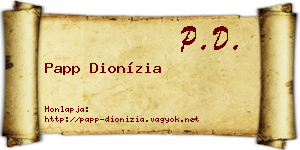 Papp Dionízia névjegykártya